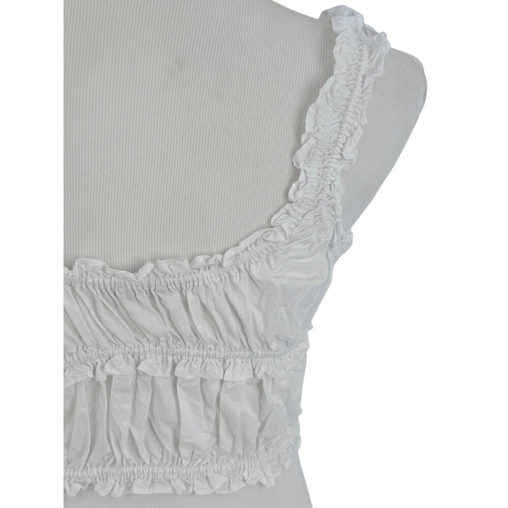 Zara White Milkmaid Cotton Corset Crop Top | Coquette Cottagecore Romantic Boho - Picture 9 of 13